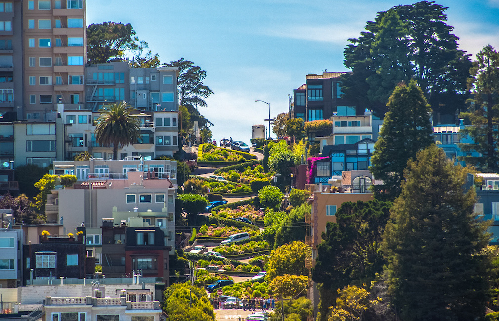 Famous Lombard Street in San Francisco, California