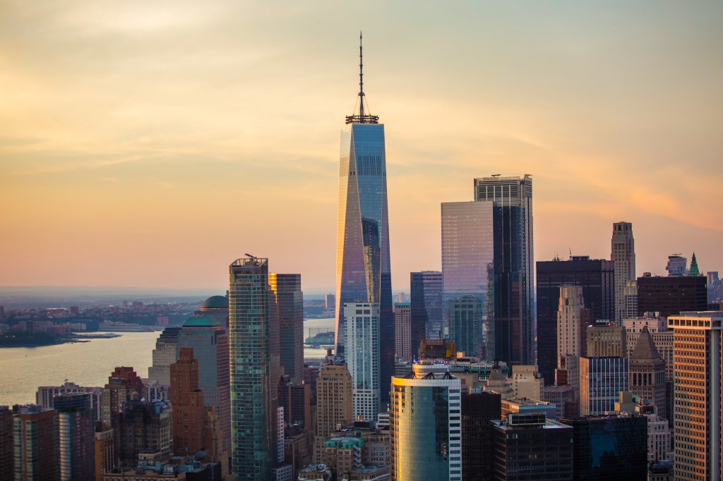 Lower Manhattan and Financial District skyline view