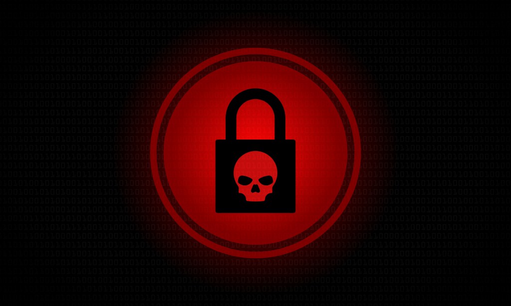 Ransomware alert computer screen stock illustration