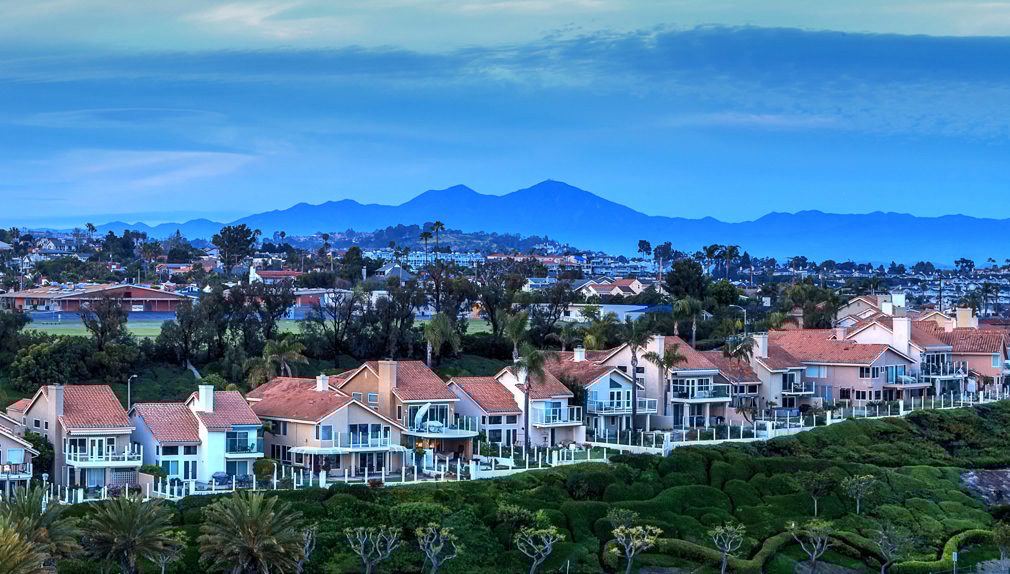 Panoramic view of tract homes along the Dana Point coast