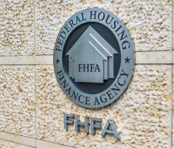 Washington DC, USA - July 3, 2017: Federal Housing Finance Agency seal in downtown with closeup of sign and logo