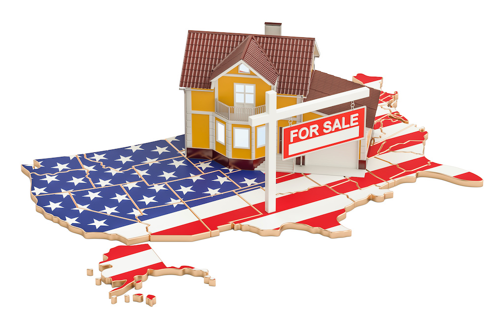 Property for sale and rent in USA concept, 3D rendering