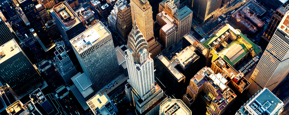 Aerial view of Manhattan New York from Midtown