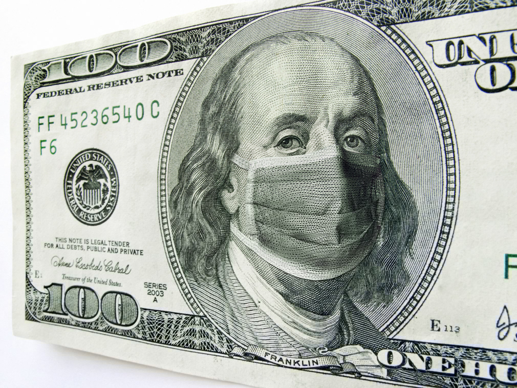 Ben Franklin with Black Eye on One Hundred Dollar Bill.