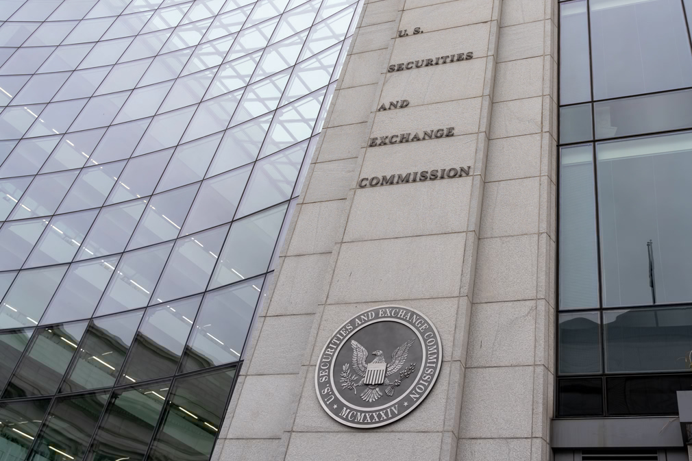 Washington, DC, USA- January 13, 2020: SEC sign and logo on the building in Washington DC. The U.S. Securities and Exchange Commission is an independent agency of the United States federal government.