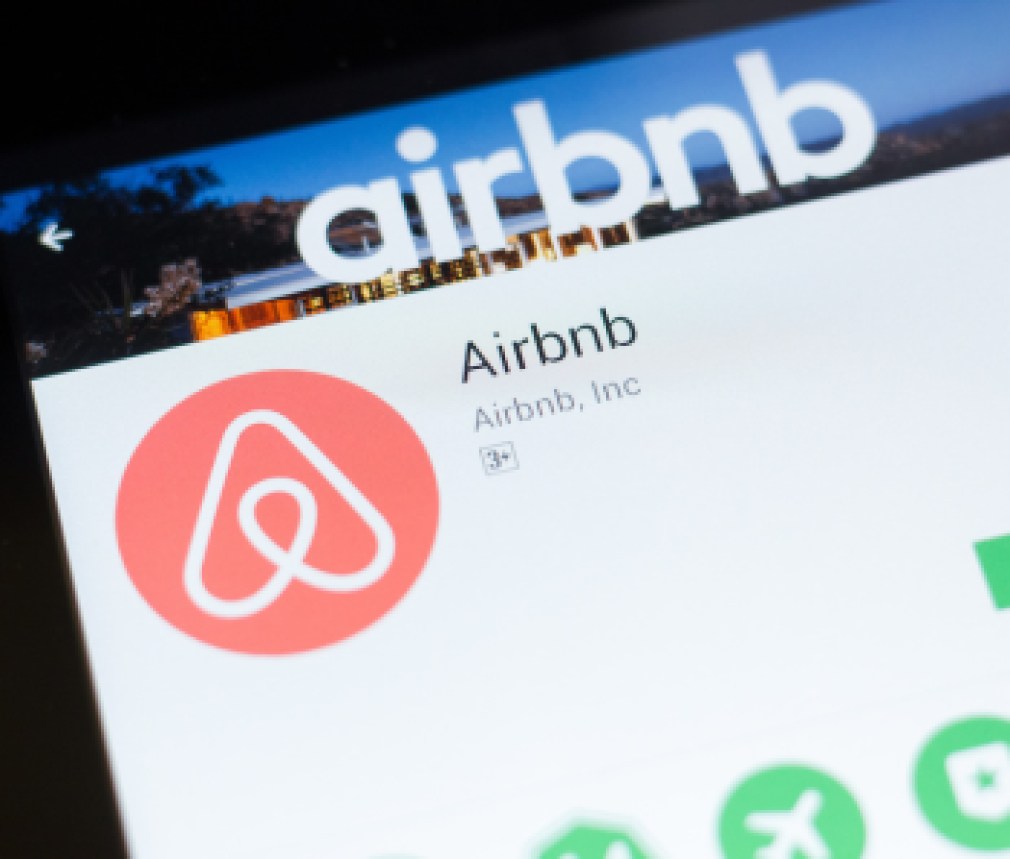 Ryazan, Russia - June 24, 2018: Airbnb mobile app on the display of tablet PC.