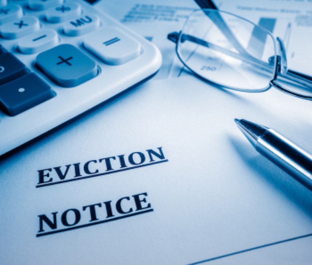 eviction notice on the desk.