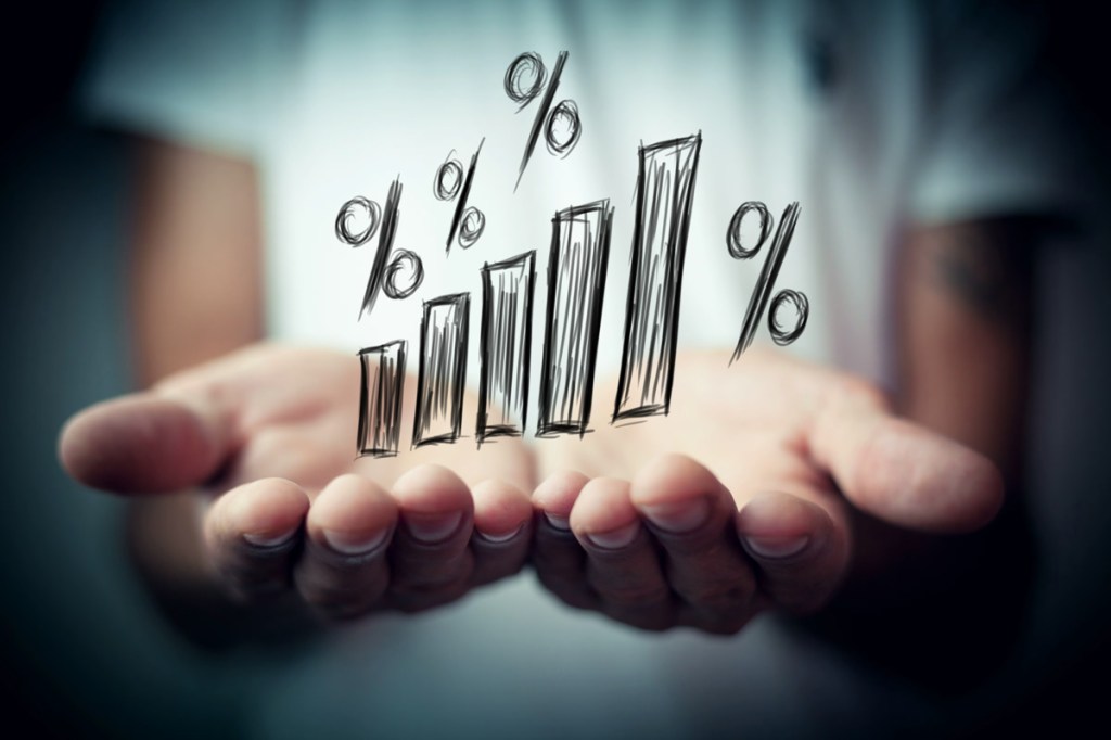 Interest rate financial and mortgage rates concept.