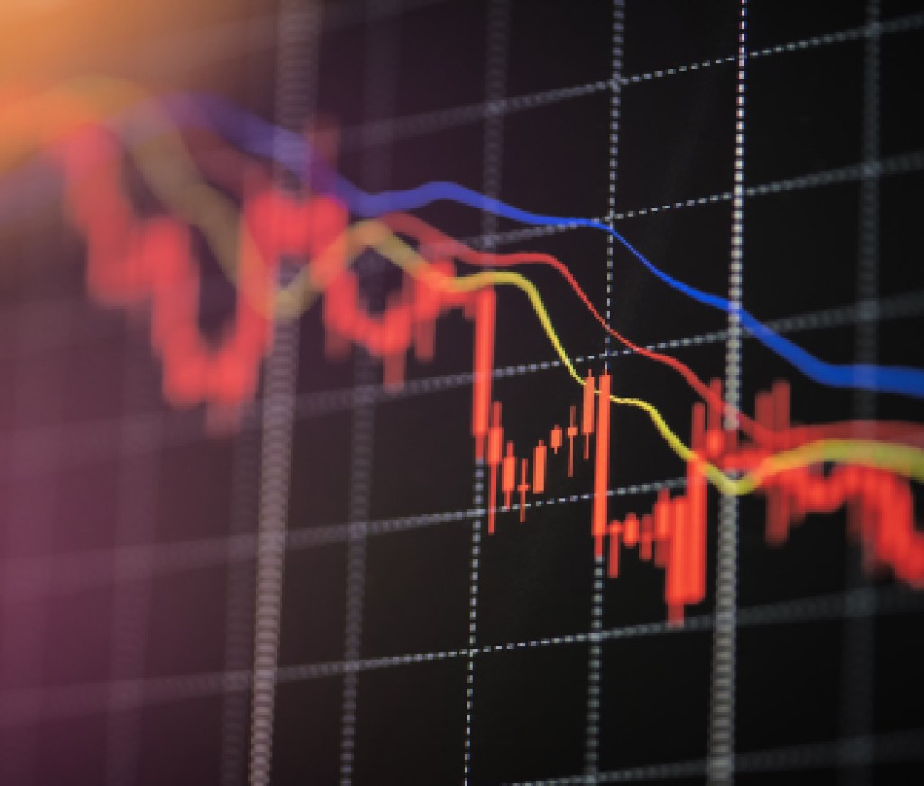 Stock crash market exchange loss trading graph analysis investment indicator business graph charts of financial digital background down stock crisis red price in down trend chart fall /