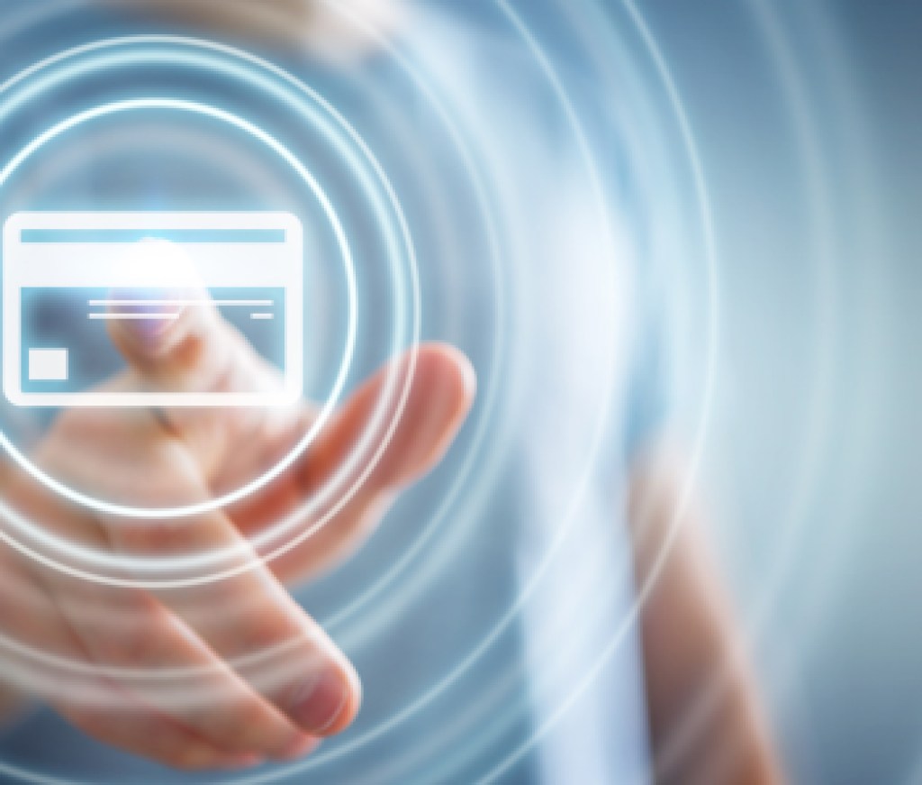 Businessman using digital payment interface 3D rendering