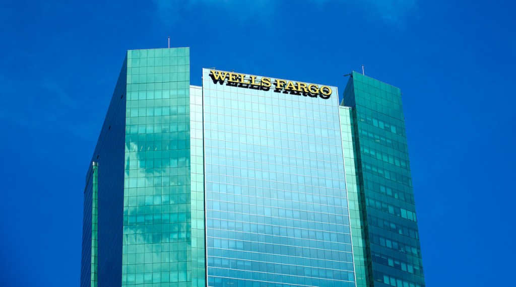 Wells Fargo skyscraper and logo