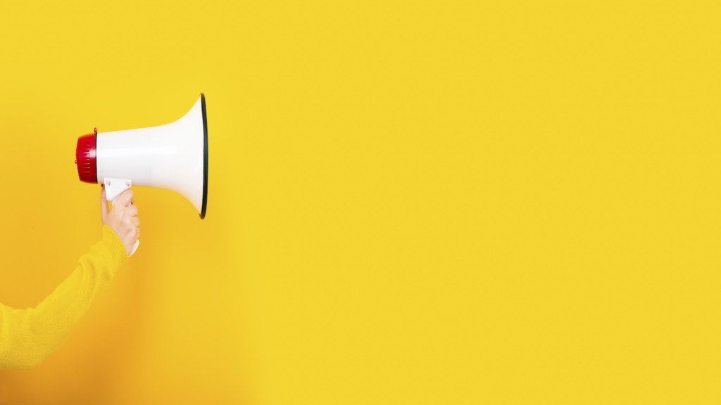megaphone in hand