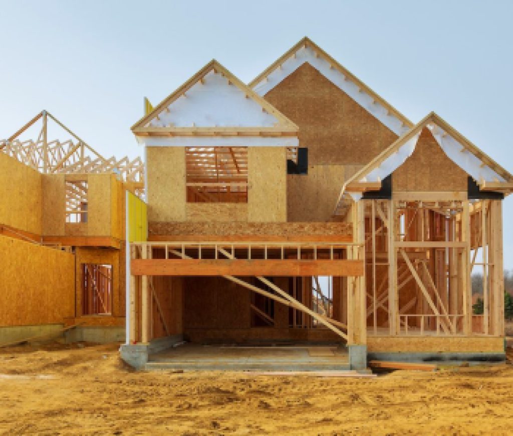 New construction of a house Framed New Construction of a House Building