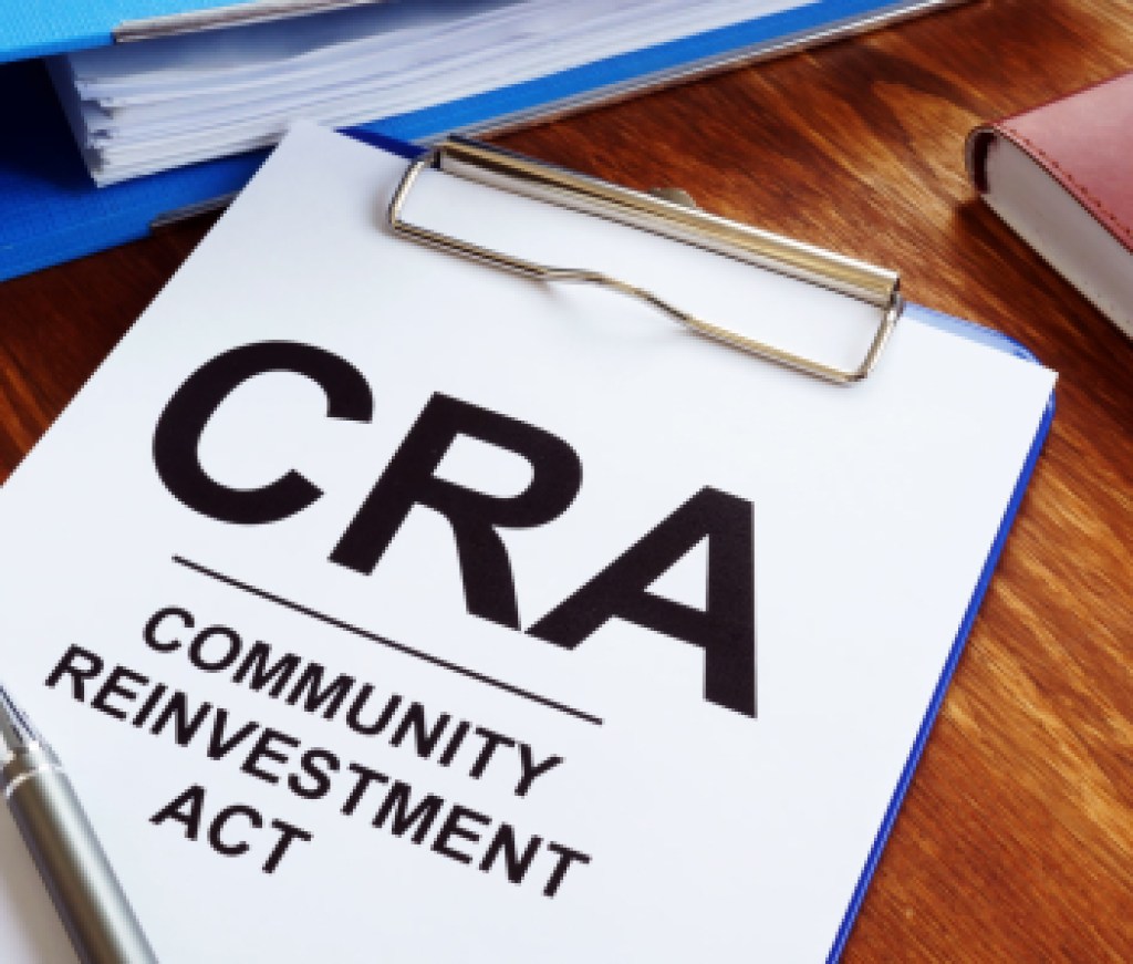 Community Reinvestment Act CRA in the blue clipboard.