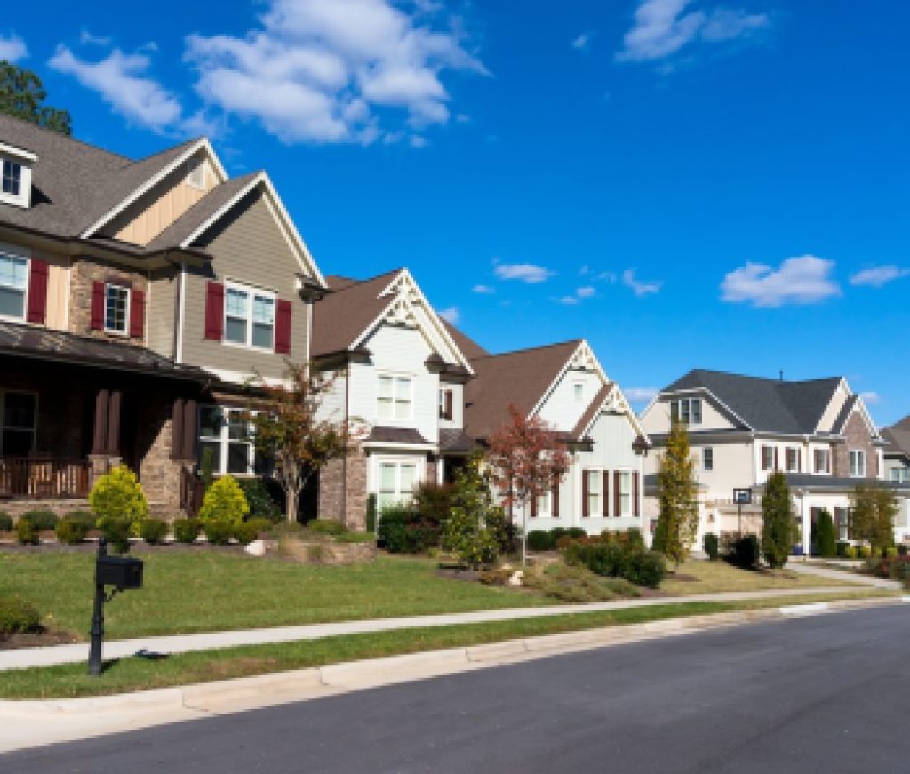Street of large suburban homes