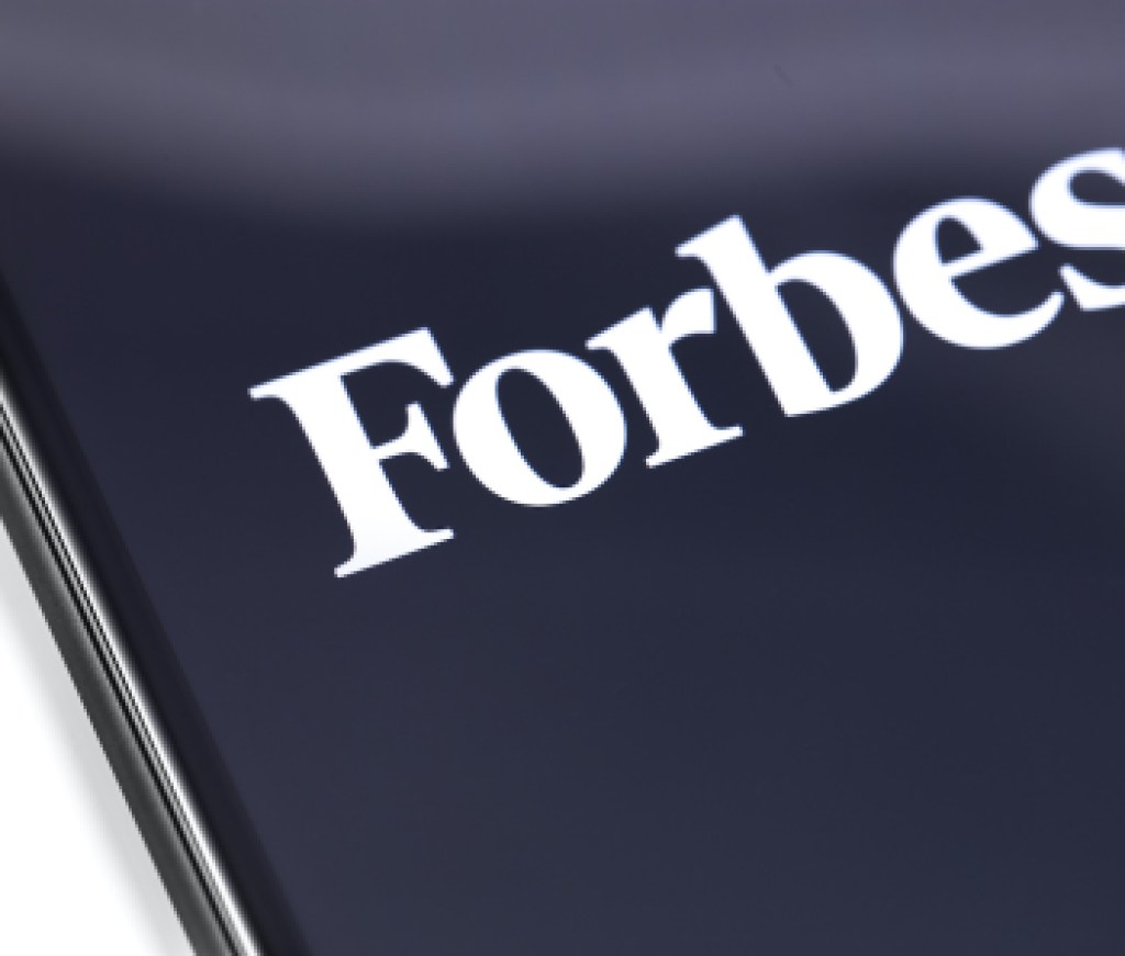 Forbes logo on the screen smartphone. Forbes is an American family-controlled business magazine. Moscow, Russia - February 28, 2019