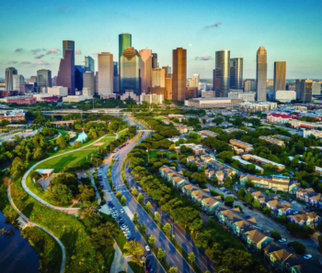 Houston, Texas Skyline At Sunset
