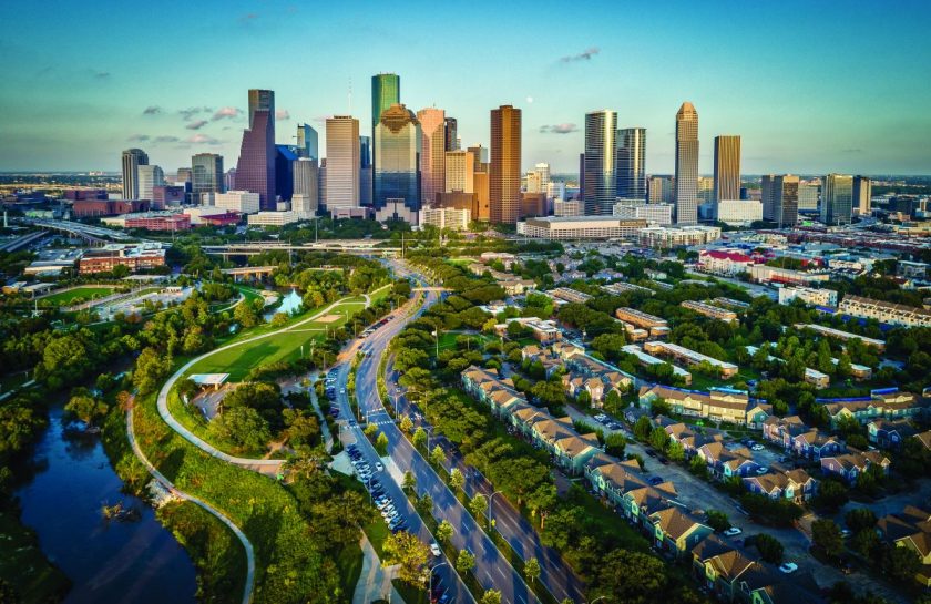 Houston, Texas Skyline At Sunset