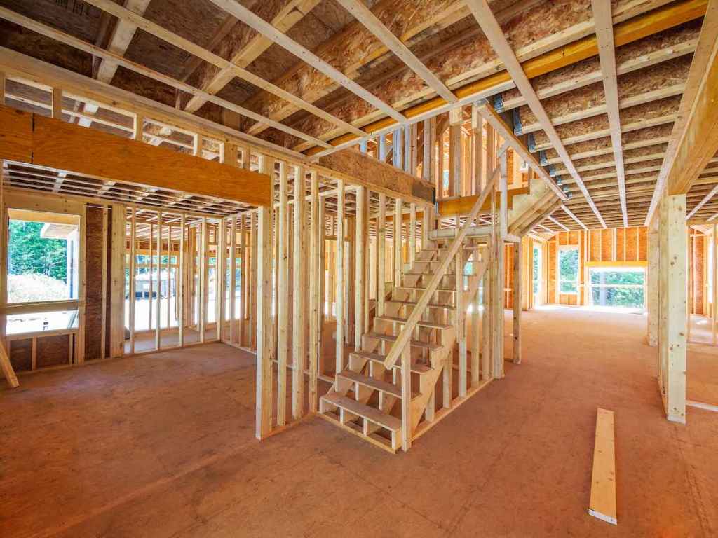 Inside new house construction