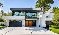 two story modern home with garage