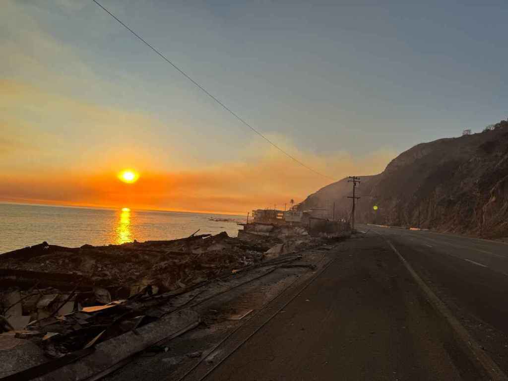 LA fires ocean highway view