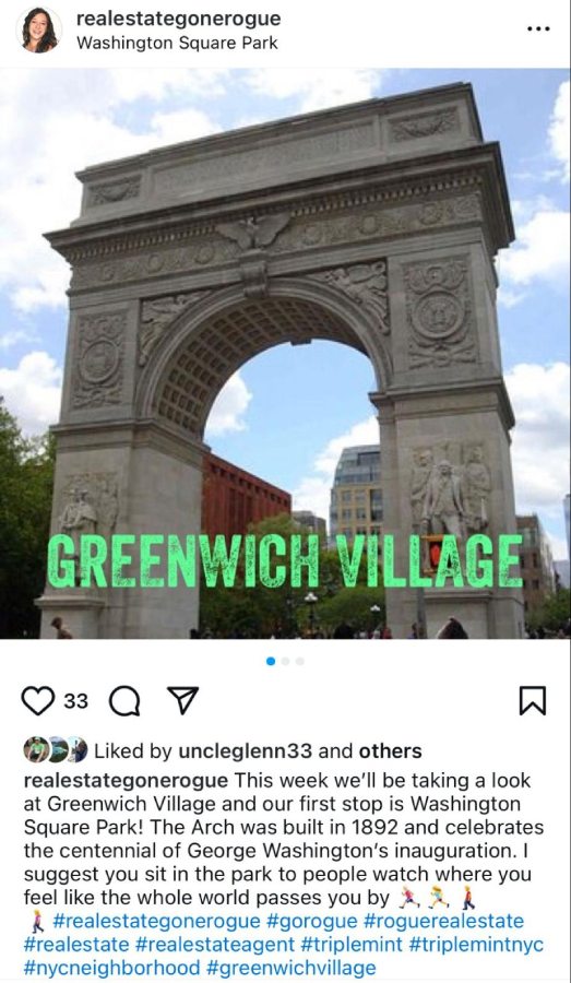 Instagram post of Greenwich Village, NYC.
