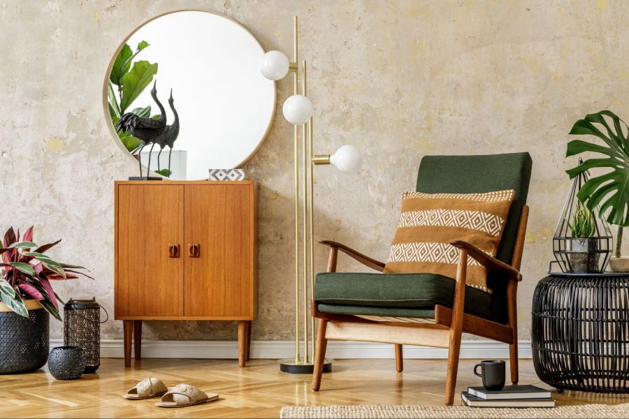 Mirror used in room to optimize space.