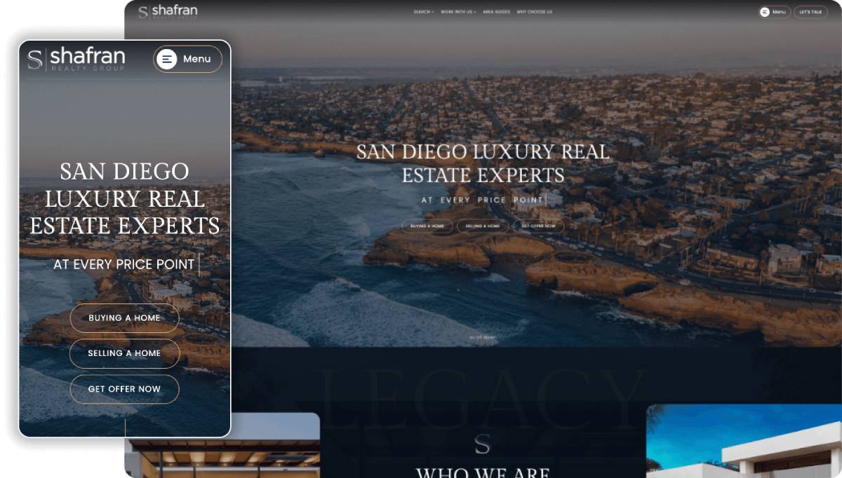 San Diego Luxury Real Estate Experts website created by AgentFire.