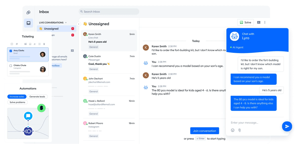 Screenshot of Tidio's dashboard.