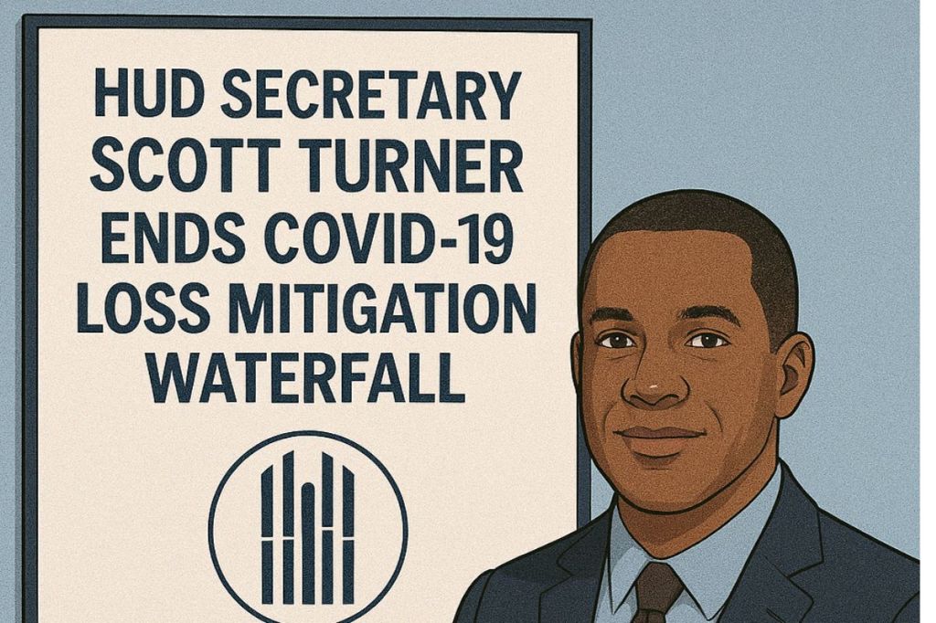 Illustration of HUD Secretary Scott Turner ending loss mitigation programs.