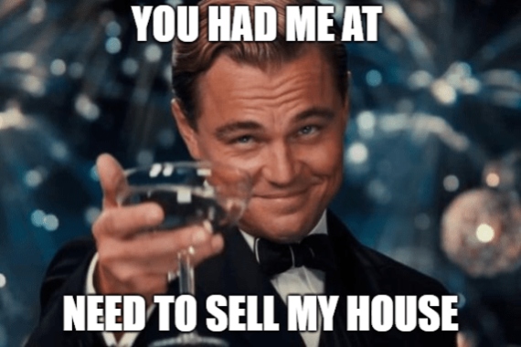 Meme of you Leonardo DiCaprio holding a champagne glass.