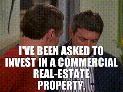 Meme parody of men shaking their heads when asked to invest in commercial real estate.