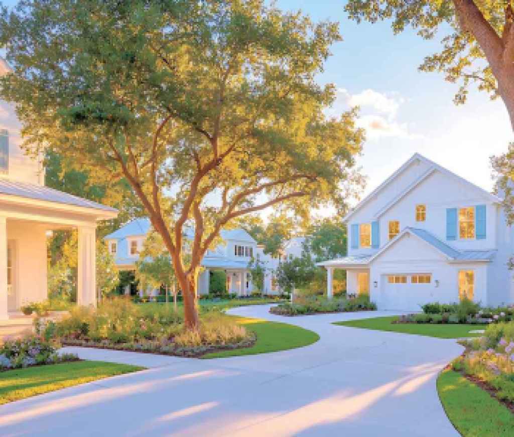 Summer houses on winding street