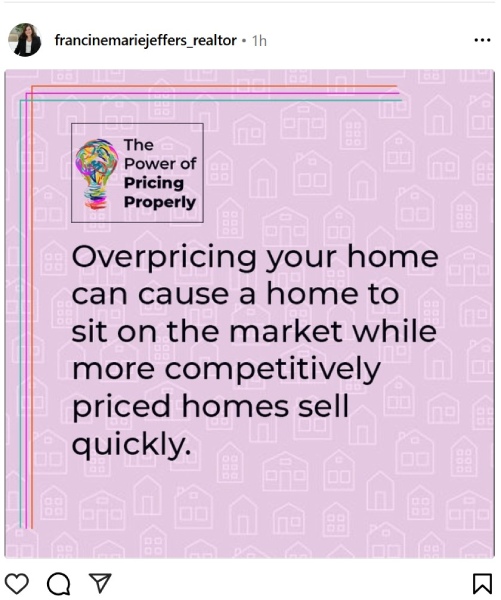 Instagram post with advice for first-time sellers.