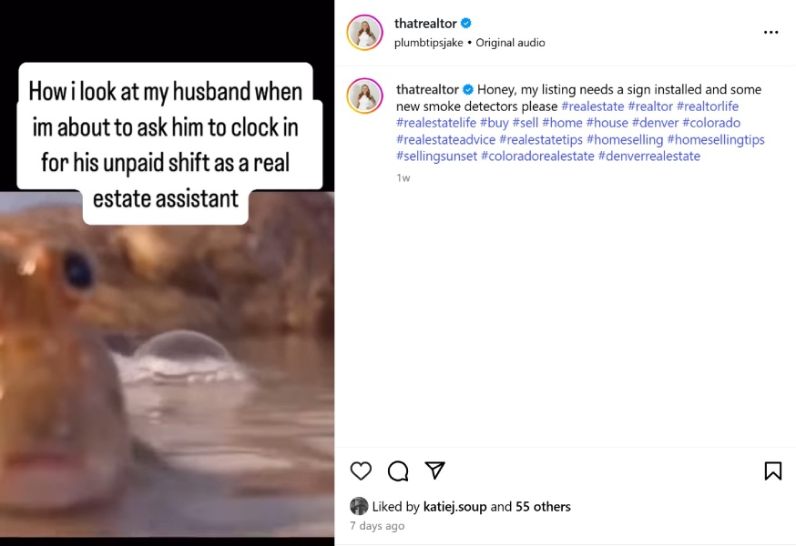 Instagram post with real estate agent humor.