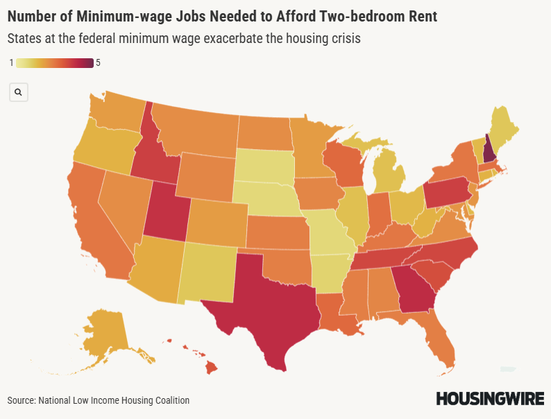 Number of Minimum-wage Jobs Needed to Afford Two-bedroom Rent (1)