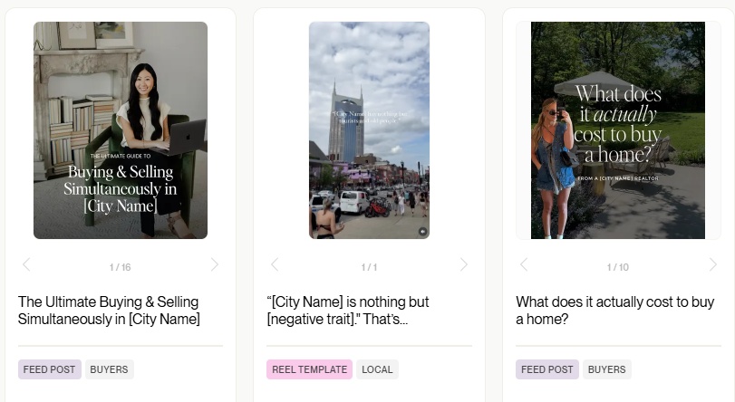 Example Coffee and Contracts post templates for social media.