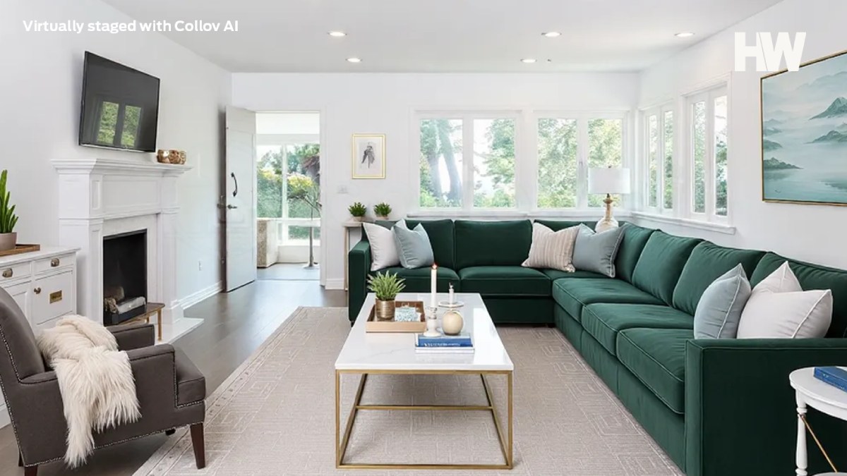 Virtually staged living room