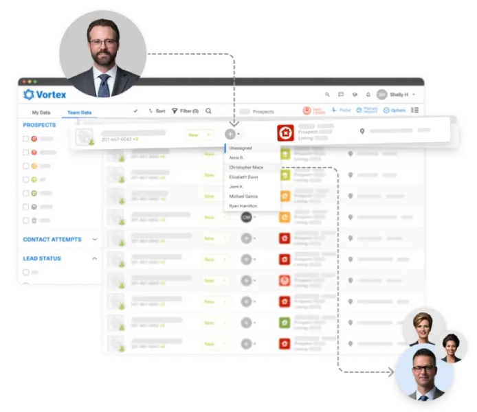 Interface of REDX's proprietary CRM called Vortex.
