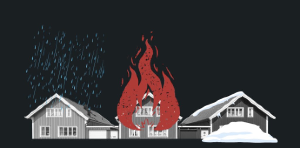 Rain fire snow house