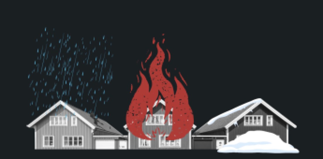 Rain fire snow house