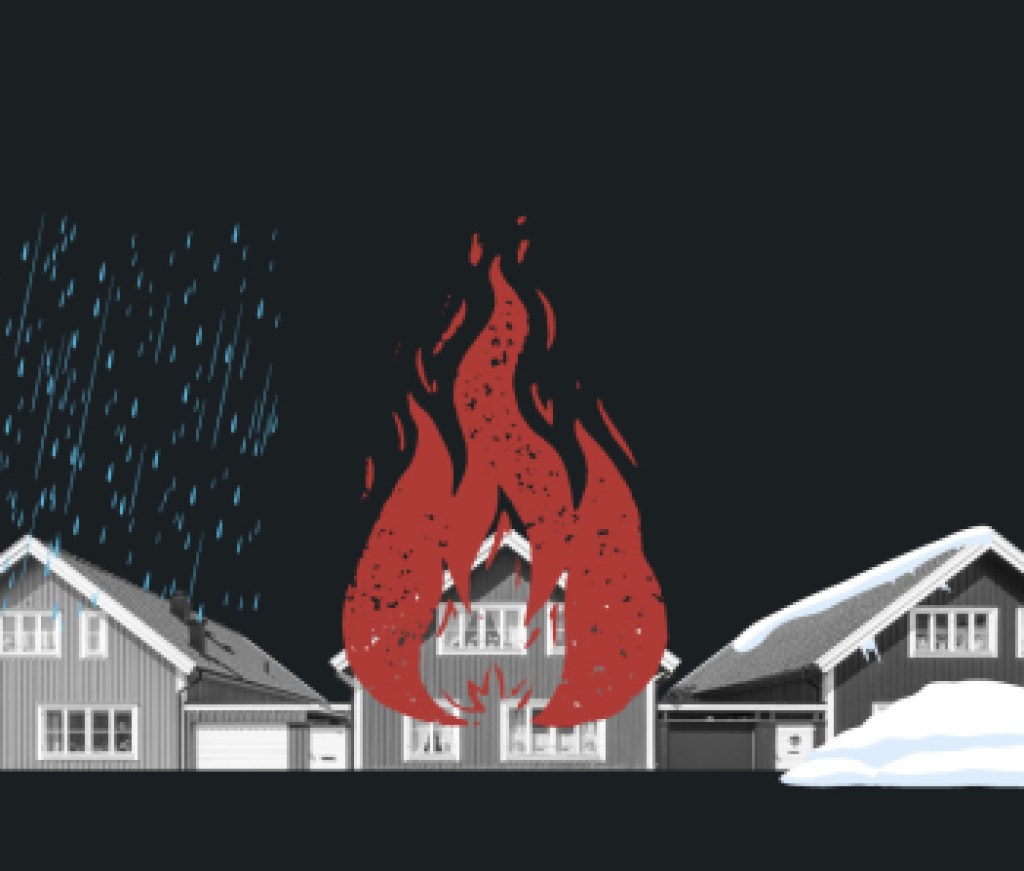 Rain fire snow house