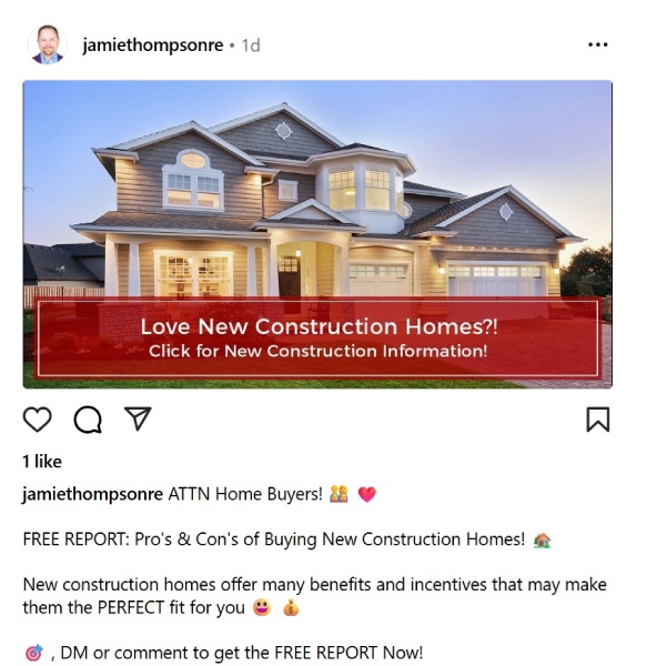Photo of a house with pros and cons of buying new construction