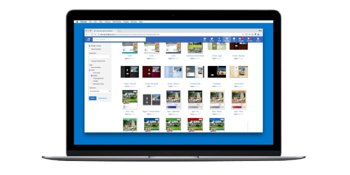 Laptop open to print marketing content library