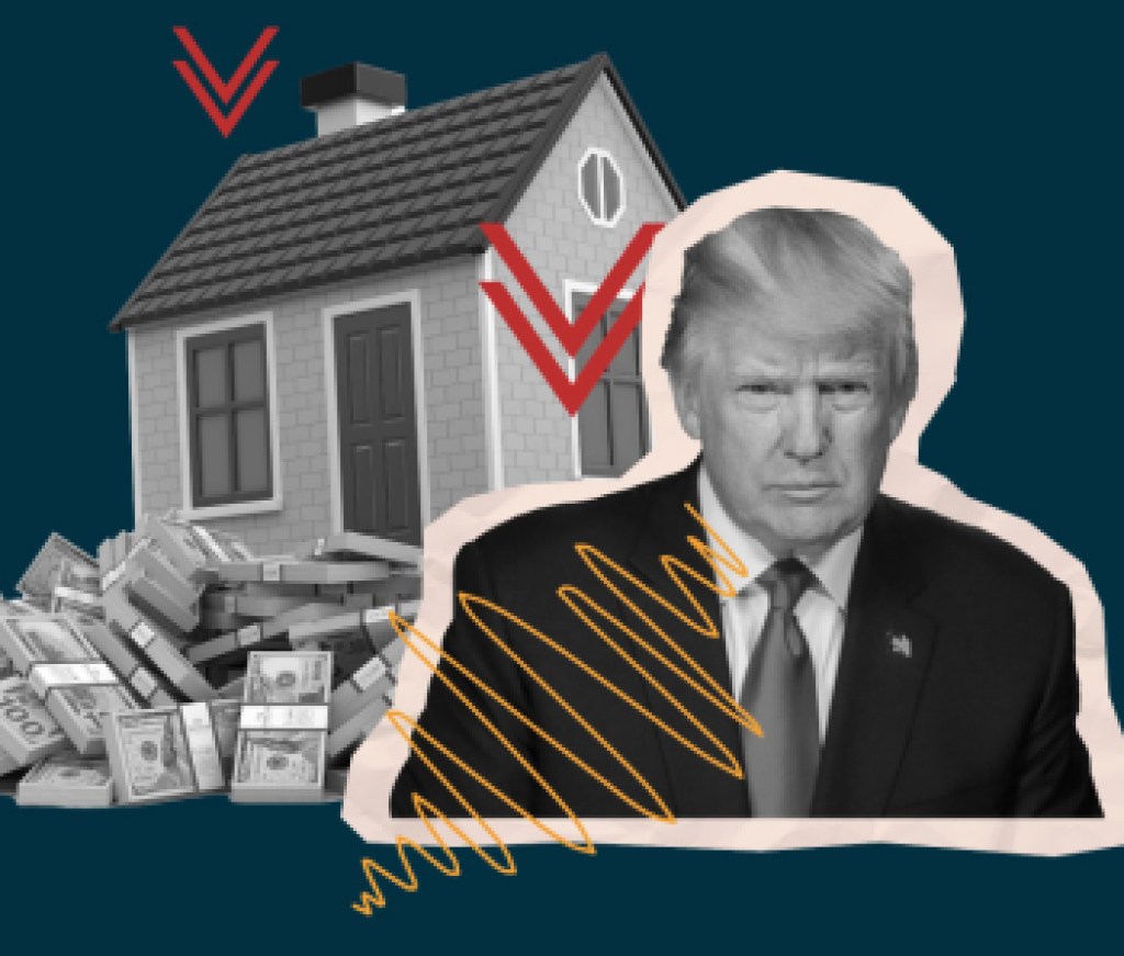Trump house down arrow money